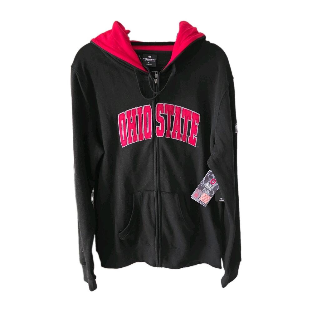 Ohio State Buckeye Nation Full Zip Women's Black Hooded Sweatshirt - Size L